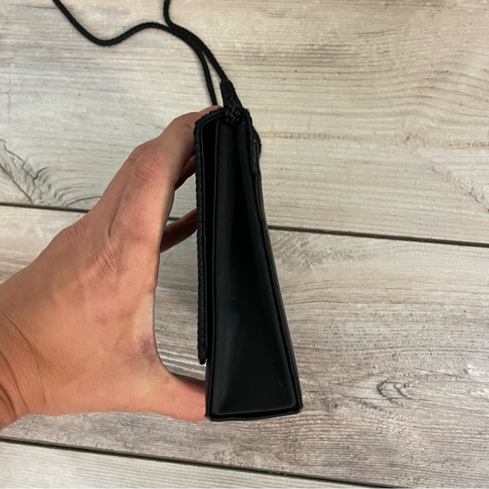 Vintage Satin‎ Bag Ribbed Black Crossbody Clutch Classic Cocktail - Picture 4 of 10